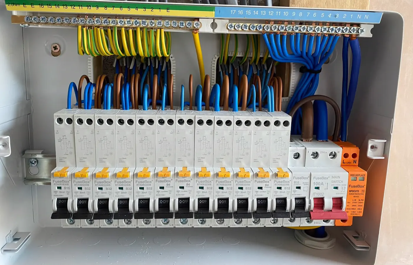 Neatly wired domestic consumer unit